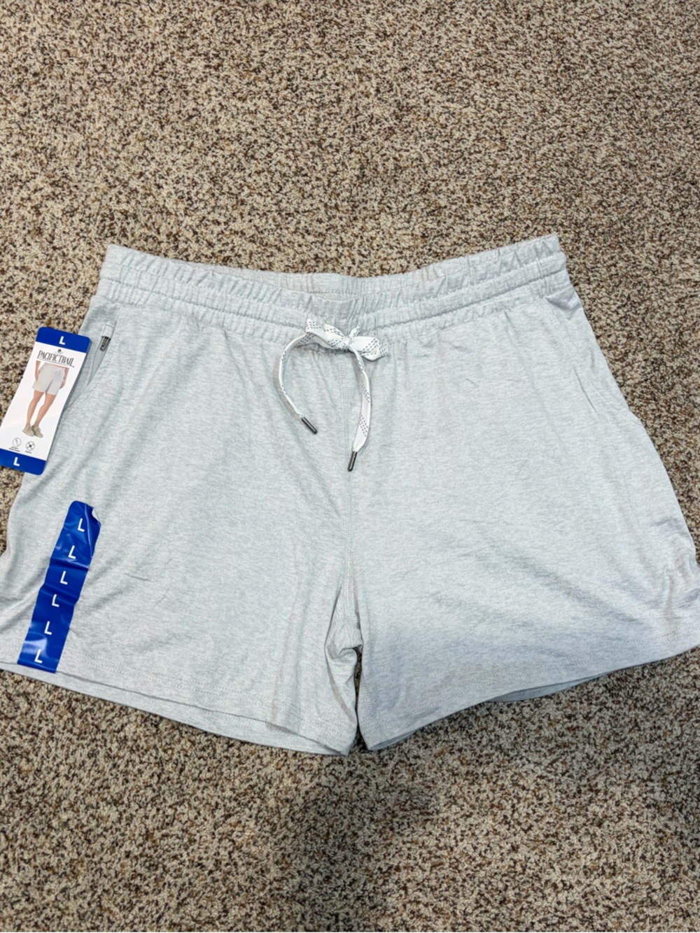 Pacific Trail Light Gray Athletic Drawstring Shorts - Picture 3 of 9